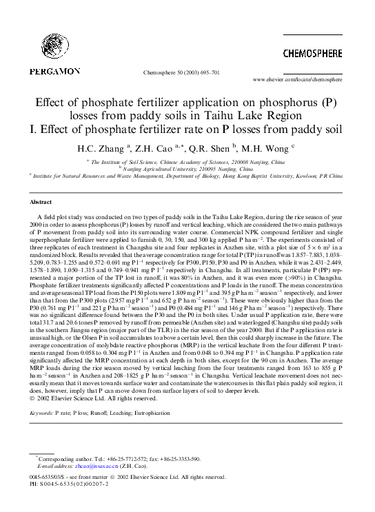(PDF) Effect of phosphate fertilizer application on phosphorus (P ...