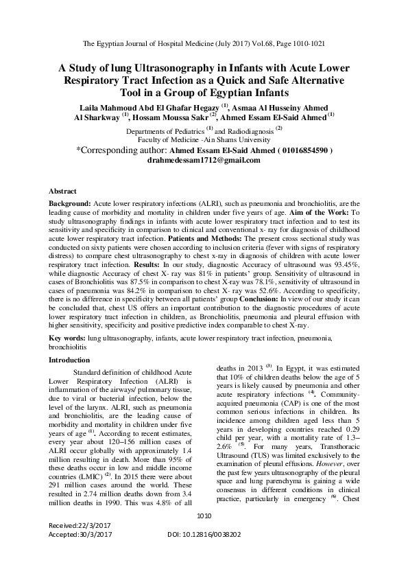 (PDF) A Study of Lung Ultrasonography in Infants with Acute Lower ...