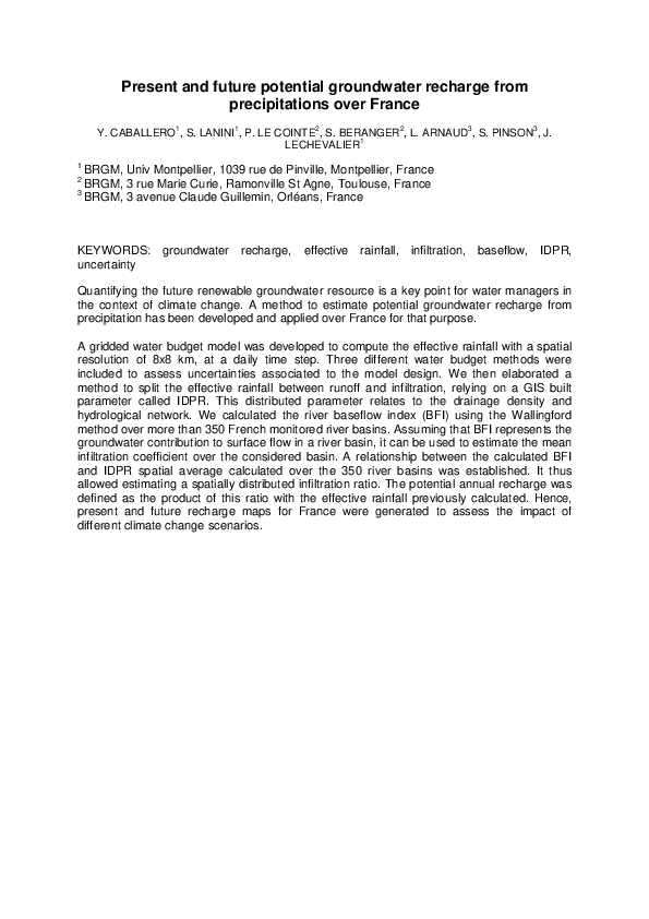 (PDF) Present and future potential groundwater recharge from ...