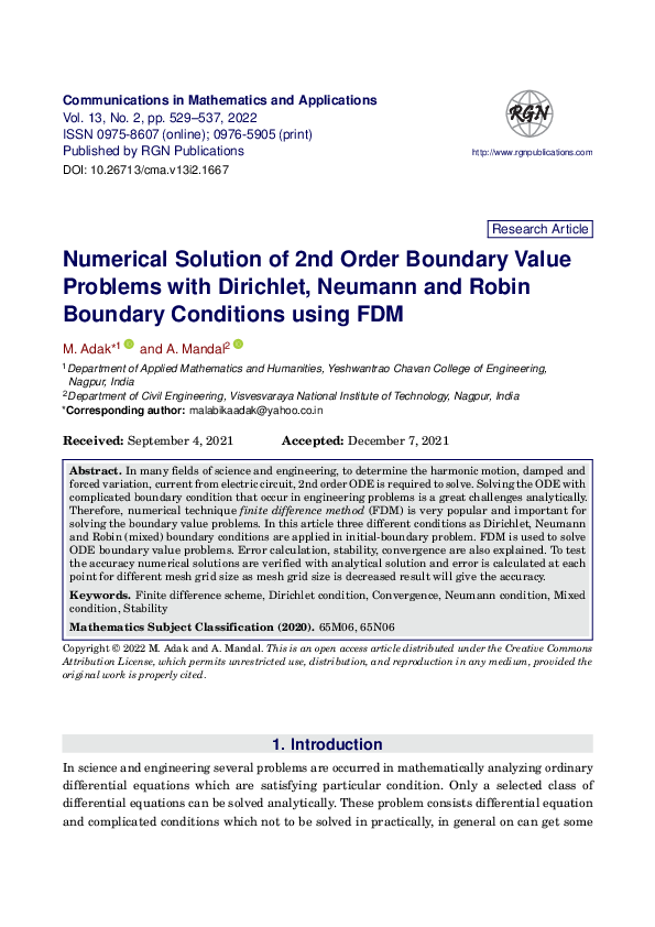 (PDF) Numerical Solution of 2nd Order Boundary Value Problems with ...