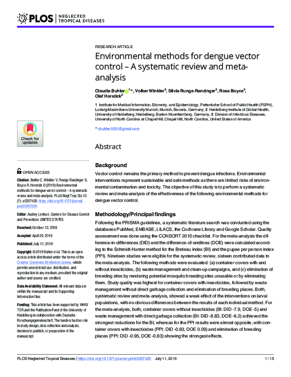 (PDF) Environmental methods for dengue vector control – A systematic ...