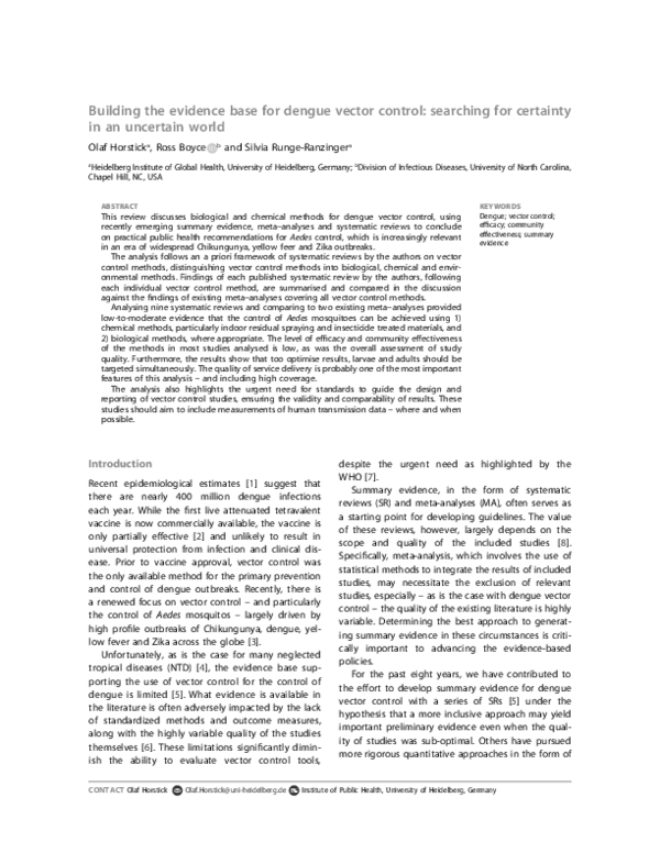 (PDF) Building the evidence base for dengue vector control: searching ...
