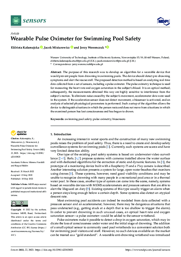 (PDF) Wearable Pulse Oximeter for Swimming Pool Safety