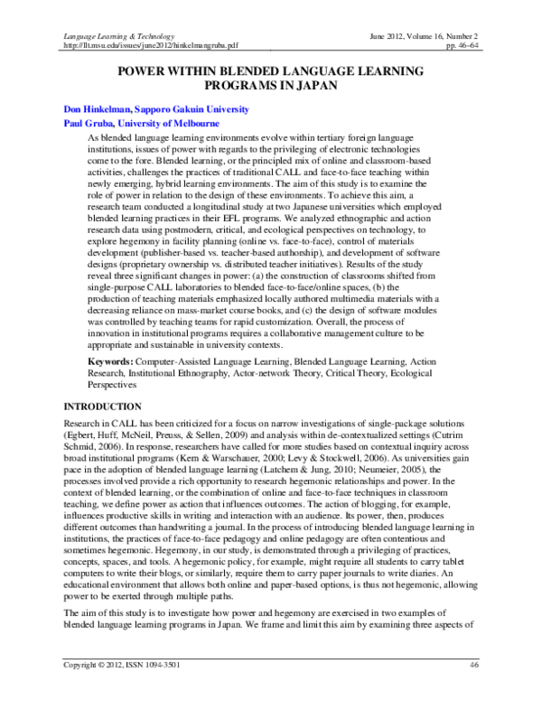 (PDF) Power Within Blended Language Learning Programs in Japan