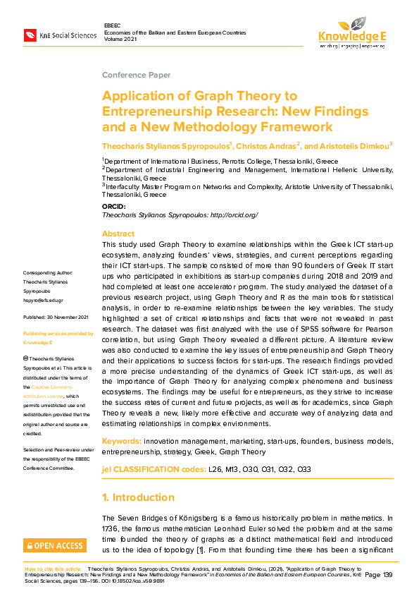 (PDF) Application of Graph Theory to Entrepreneurship Research: New ...