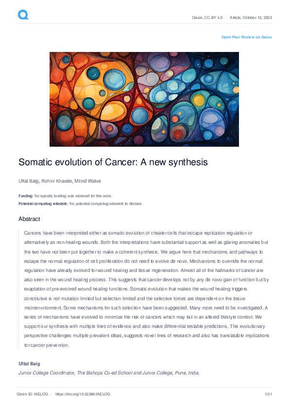 (PDF) Somatic Evolution of Cancer: A New Synthesis