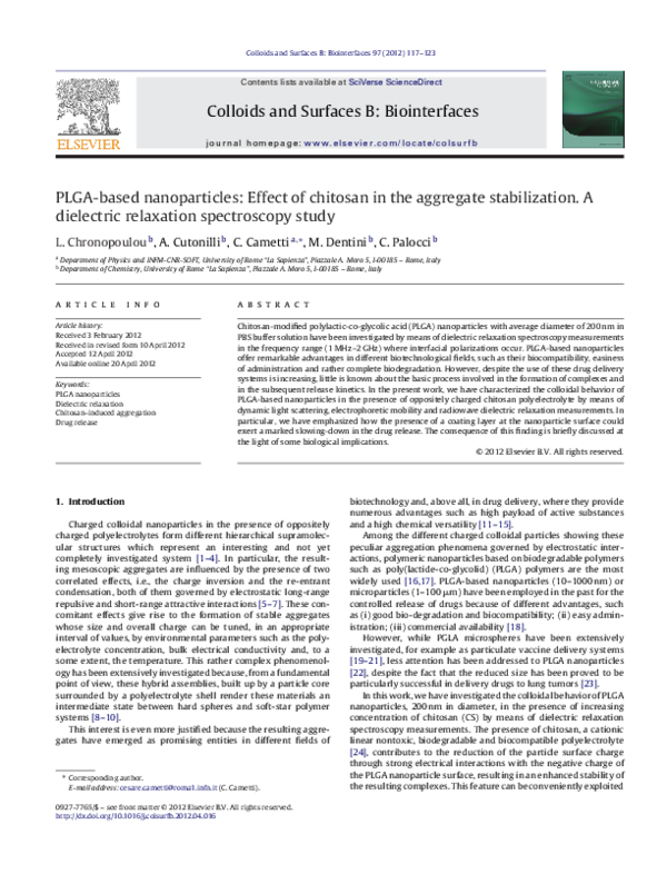 (PDF) PLGA-based nanoparticles: Effect of chitosan in the aggregate ...