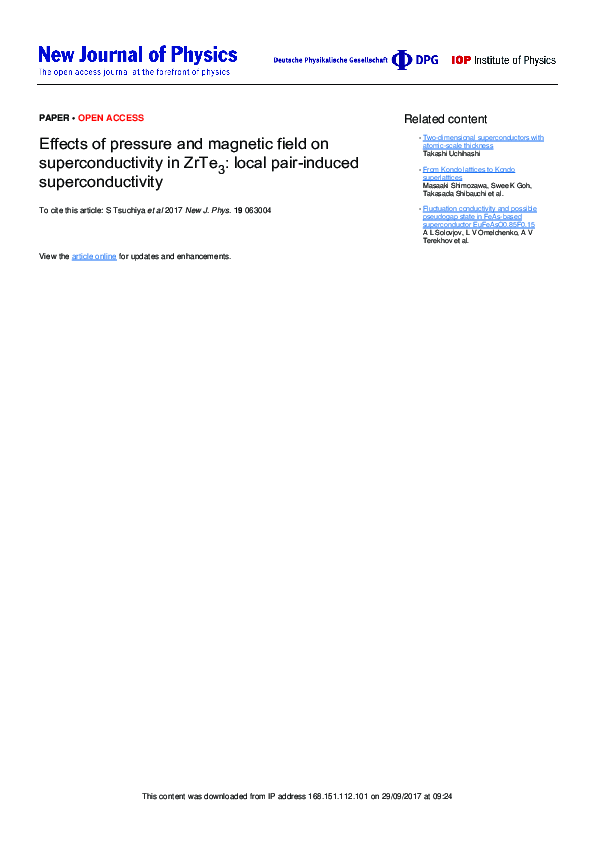 (PDF) Effects of pressure and magnetic field on superconductivity in ...