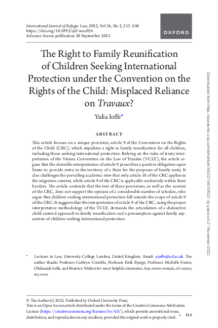(PDF) The Right to Family Reunification of Children Seeking ...