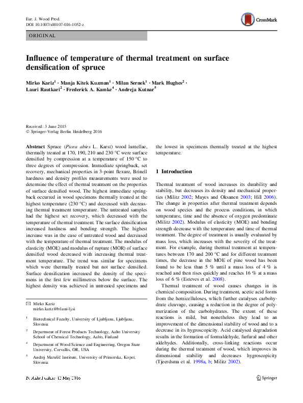 (PDF) Influence of temperature of thermal treatment on surface ...