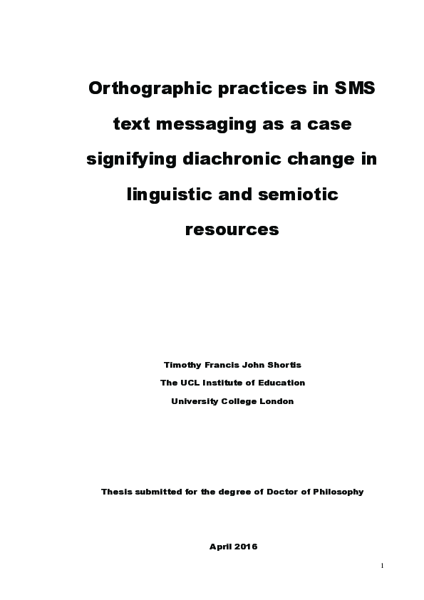 (PDF) Orthographic practices in SMS text messaging as a case signifying ...