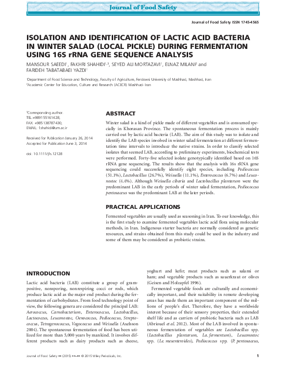 (PDF) Isolation and Identification of Lactic Acid Bacteria in Winter ...