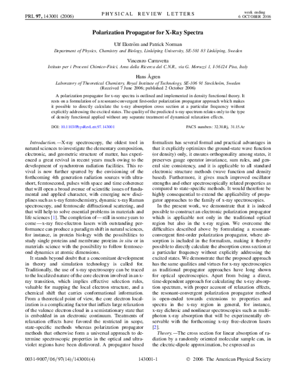 (PDF) Polarization Propagator for X-Ray Spectra