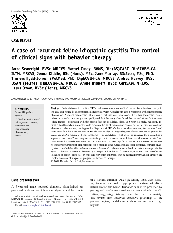 View of (PDF) A case of recurrent feline idiopathic cystitis: The control of ...