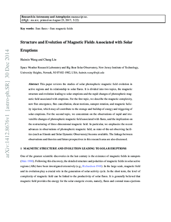(PDF) Structure and evolution of magnetic fields associated with solar ...