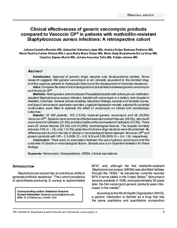 (PDF) Clinical effectiveness of generic vancomycin products compared to ...