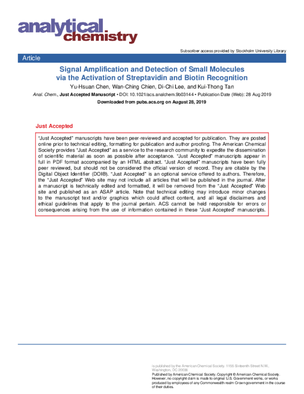 (PDF) Signal Amplification and Detection of Small Molecules via the ...