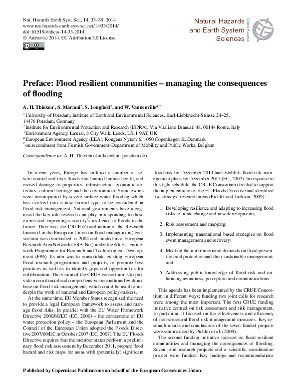 (PDF) Preface: Flood resilient communities – managing the consequences ...