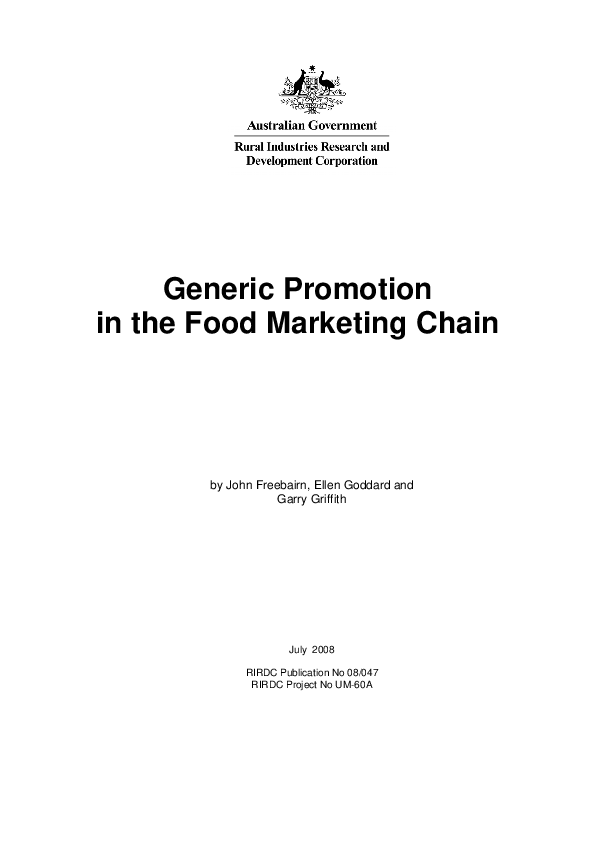 (PDF) Generic promotion in the food marketing chain