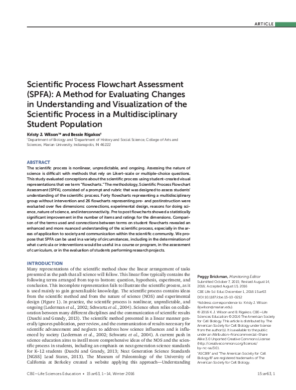 (PDF) Scientific Process Flowchart Assessment (SPFA): A Method for ...
