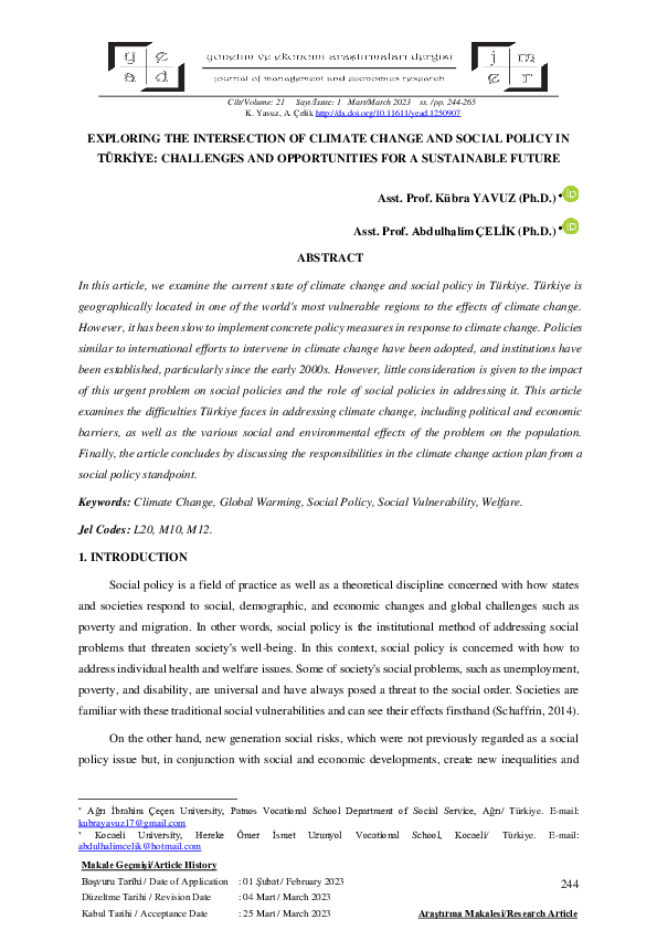 (PDF) Exploring the Intersection of Climate Change and Social Policy in ...