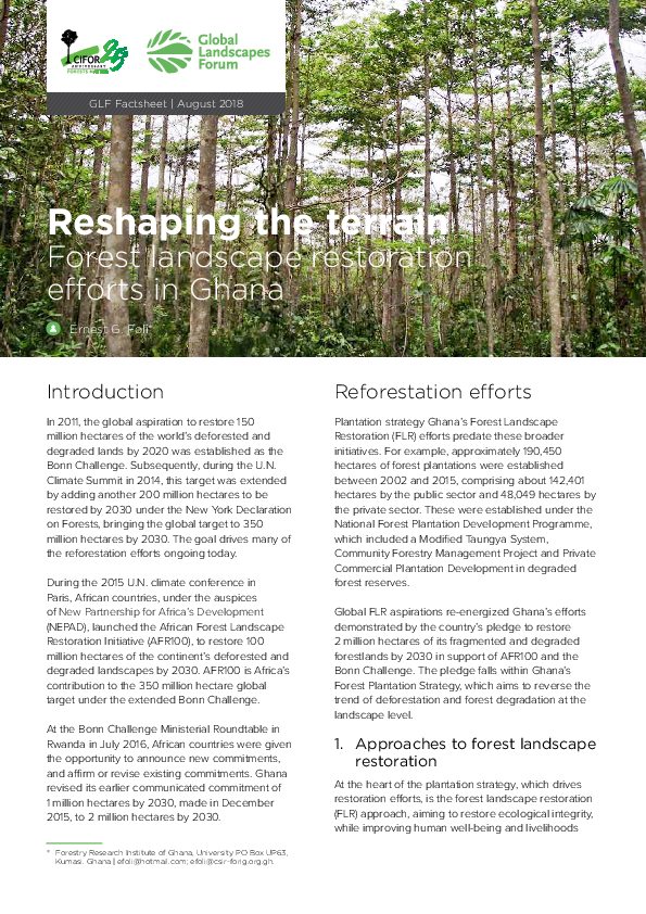 (PDF) Reshaping the terrain: Forest landscape restoration efforts in Ghana