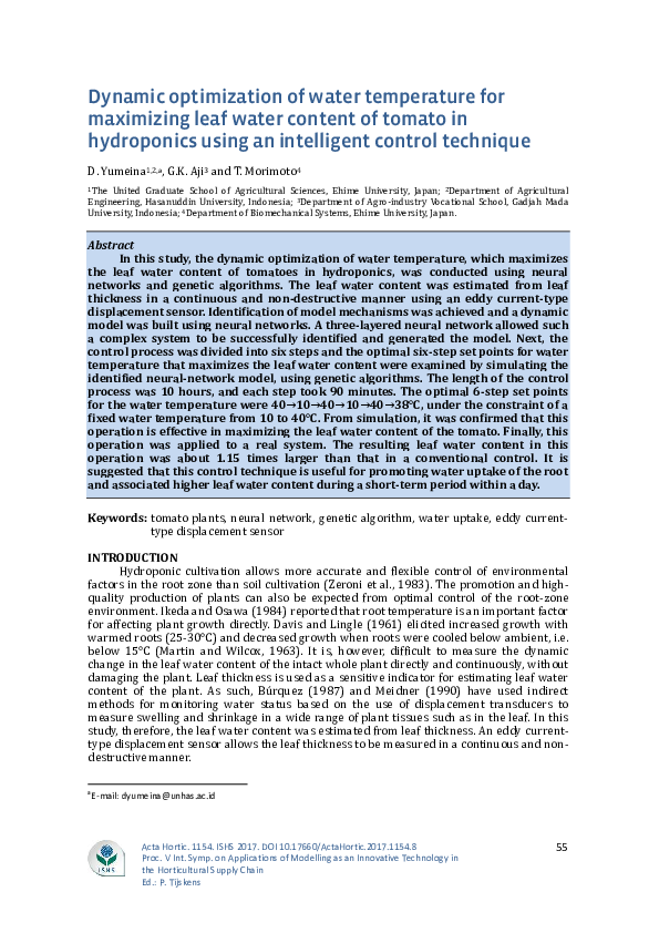 (PDF) Dynamic optimization of water temperature for maximizing leaf ...