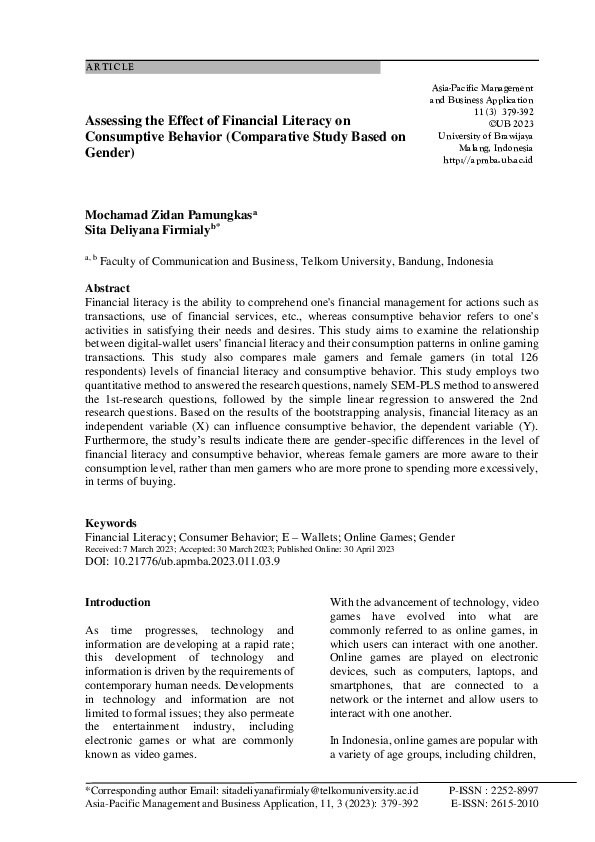 (PDF) Assessing the Effect of Financial Literacy on Consumptive ...