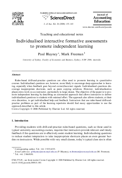 (PDF) Individualised interactive formative assessments to promote ...