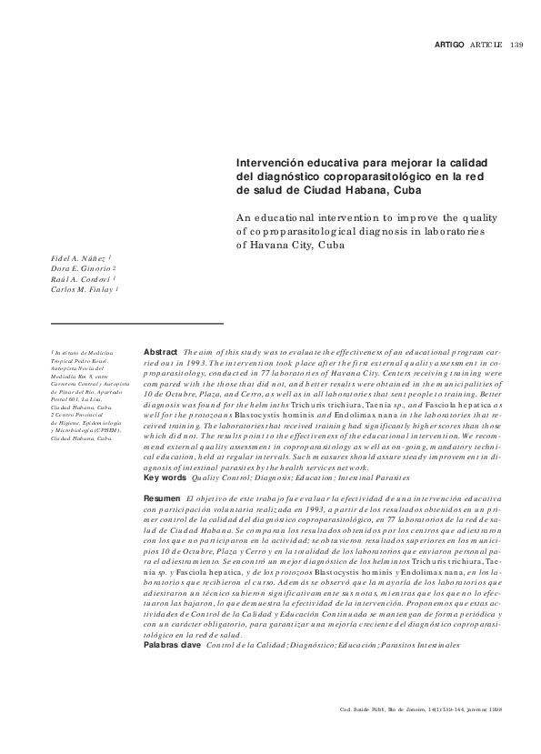 (PDF) Intervención educativa para mejorar la calidad de vida de ...