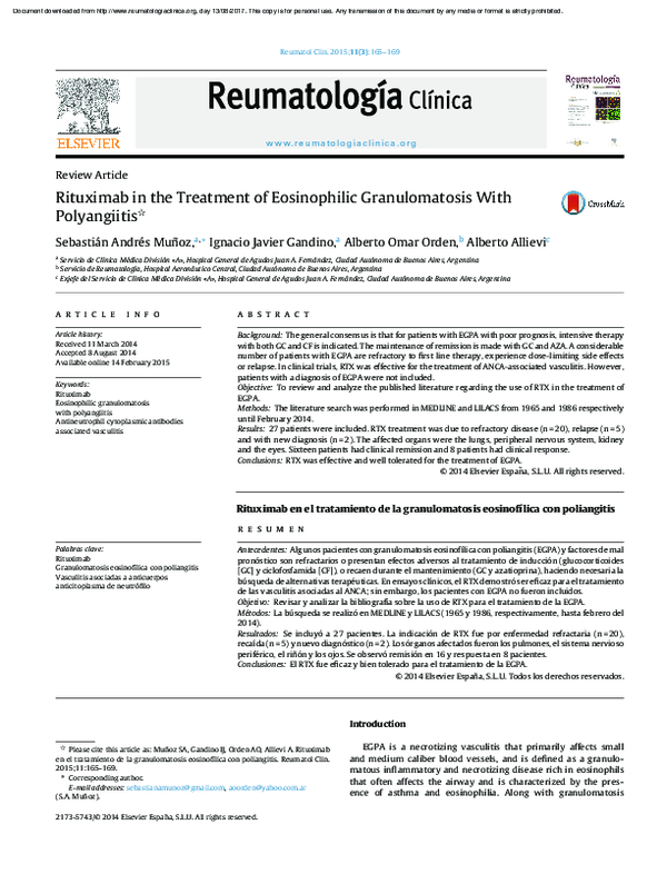 (PDF) Rituximab in the Treatment of Eosinophilic Granulomatosis With ...
