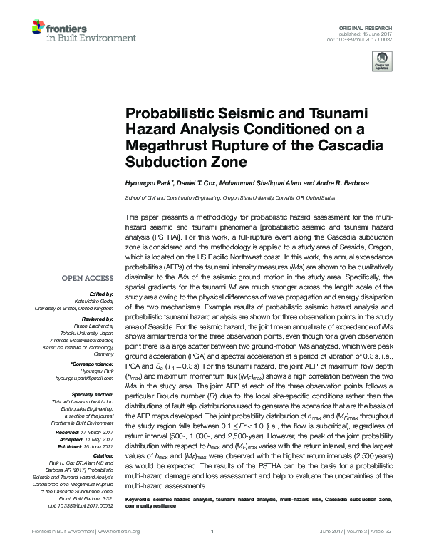 (PDF) Probabilistic Seismic and Tsunami Hazard Analysis for Design ...