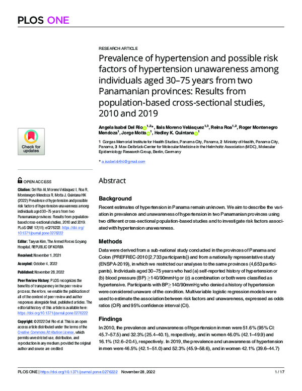 (PDF) Prevalence of hypertension and possible risk factors of ...