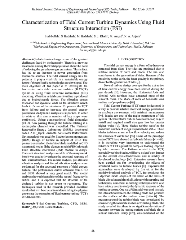 (PDF) Characterization of Tidal Current Turbine Dynamics Using Fluid ...