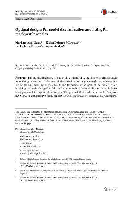 (PDF) Optimal designs for model discrimination and fitting for the flow ...