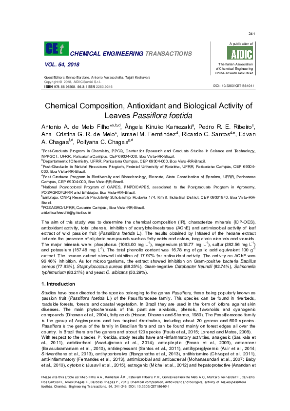 (PDF) Chemical Composition, Antioxidant and Biological Activity of ...