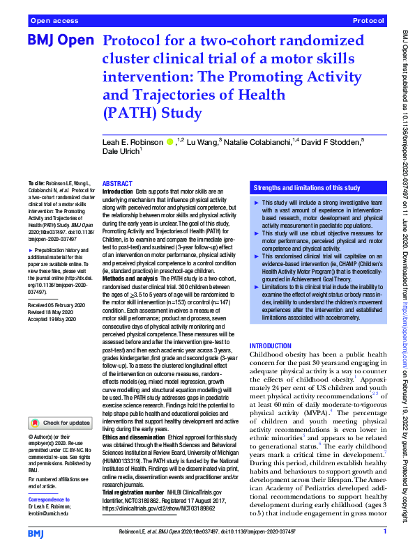 (PDF) Protocol for a two-cohort randomized cluster clinical trial of a ...