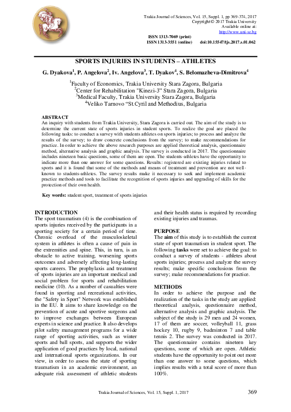 (PDF) Sports injuries in students – athletes