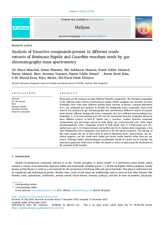 (PDF) Analysis of Bioactive Compounds Present in Different Crude ...