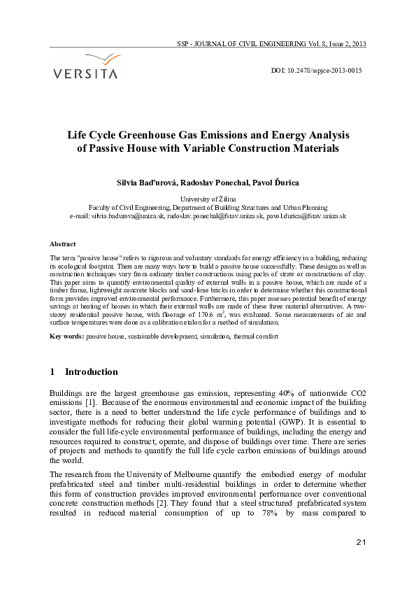 (PDF) Life Cycle Greenhouse Gas Emissions and Energy Analysis of ...