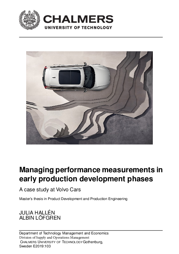 (PDF) Managing performance measurements in early production development ...