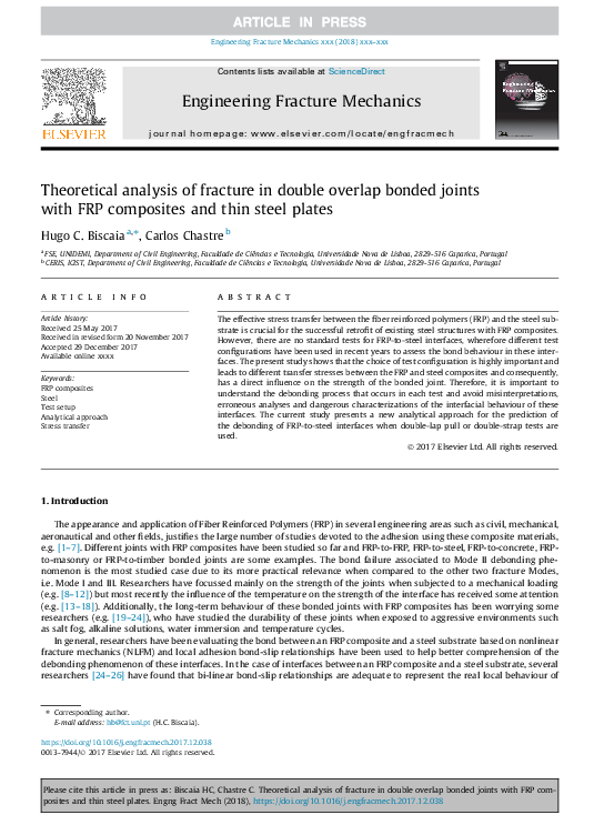 (PDF) Theoretical analysis of fracture in double overlap bonded joints ...