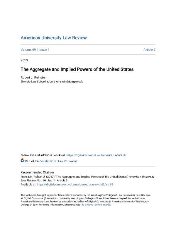 (PDF) The Aggregate and Implied Powers of the United States