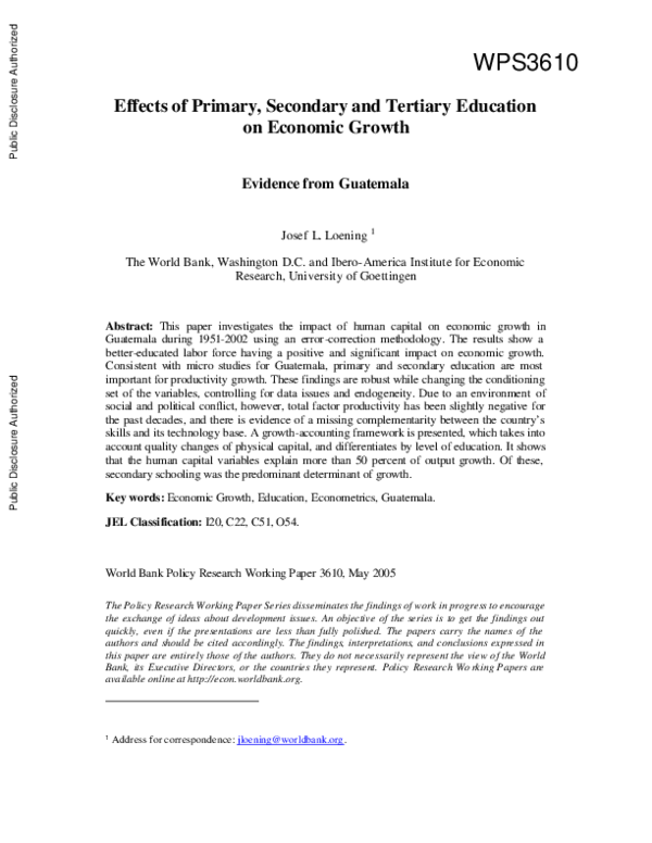 (PDF) Effects of primary, secondary, and tertiary education on economic ...