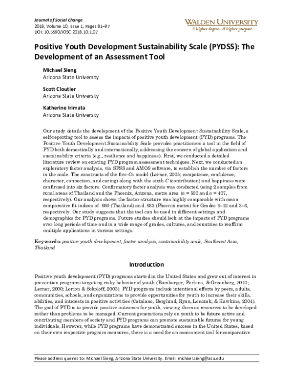 (PDF) The Chinese Positive Youth Development Scale