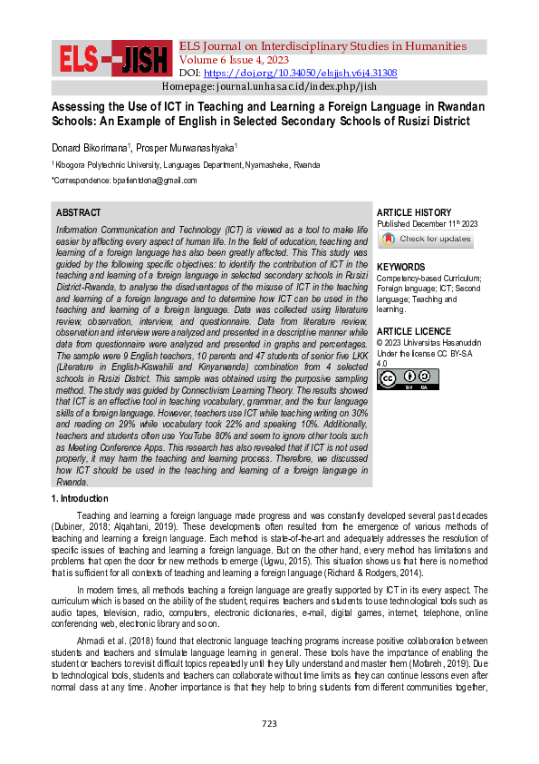 (PDF) Assessing the Use of ICT in Teaching and Learning a Foreign ...