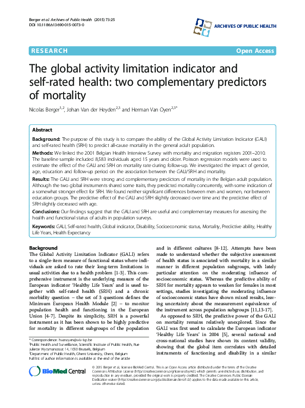 (PDF) The global activity limitation indicator and self-rated health ...