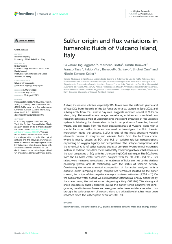 (PDF) Sulfur origin and flux variations in fumarolic fluids of Vulcano ...