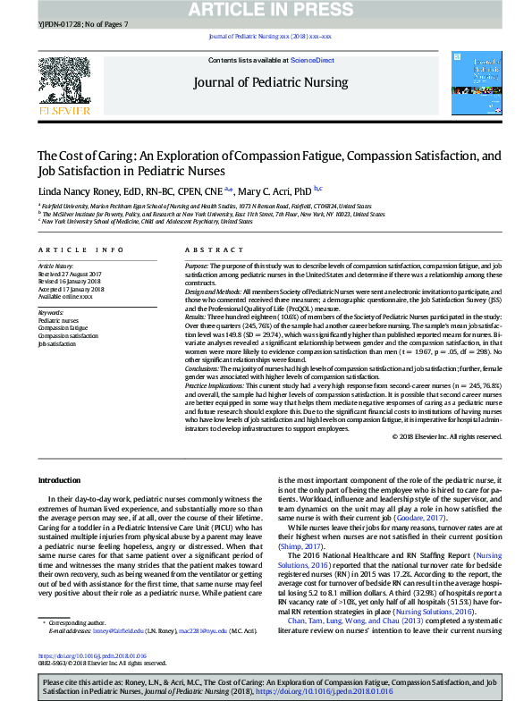 (PDF) The Cost of Caring: An Exploration of Compassion Fatigue ...