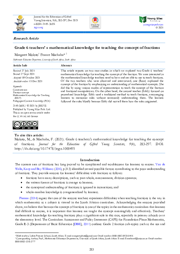  pdf grade 6 teachers s mathematical knowledge for teaching the